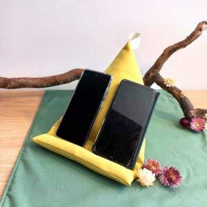 Sitzsack für Laptop, Handys oder als Buchstütze in gelb, Sitzkissen für Ebook-Reader und Tablet, stabile und weiche Deko Bild 1