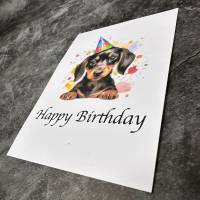 Dackel Welpe Geschenk Geburtstagskarte - Handgefertigt und Einzigartig - Happy Birthday für Hunde-Liebhaber - Hundekarte Bild 2