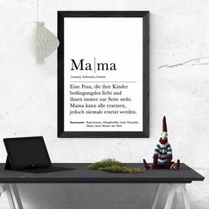 Poster MAMA | Danke | Muttertag | Geschenk | Definition | Baby | Schwangerschaft | Vorfreude | Geburtstag | Kunstdruck | Bild 1