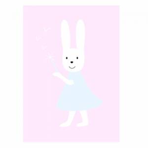 Wandbild Hase mit Pusteblume , pastellrosa , rosa , Bild Kinderzimmer , Baby ,  A4 , Bild Kinderzimmer Hase -  Wanddeko Bild 1