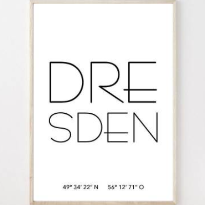 Poster DRESDEN mit Koordinaten | Heimatstadt | Stadtposter | Personalisiert | Stadt Geschenk | Kunstdruck | Umzug Einzug
