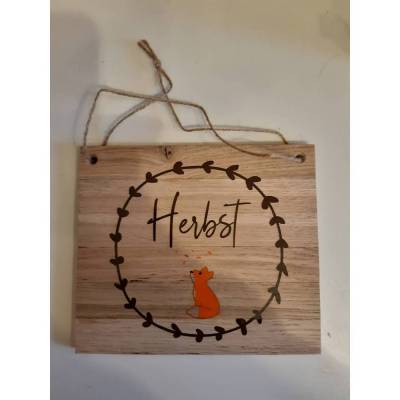herbstliches Türschild aus Klötzchen/ Türschild/ Zuhause/ Deko/ Dezent Minimaldeko/ Geschenk, Mitbringesel, Fuchs Blätte