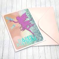 Geburtstagskarte Fee mit Libellen Bild 2