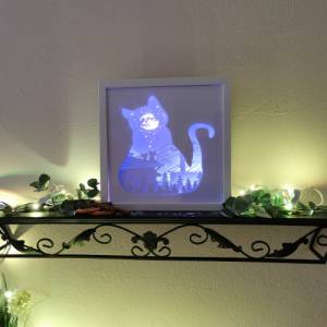 Katzen Lampe, Nachtlicht 3D Bild inkl. Farbwechsel mit Fernbedienung, Geschenk für Freundin Bild 3