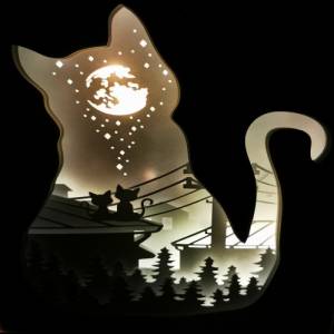 Katzen Lampe, Nachtlicht 3D Bild inkl. Farbwechsel mit Fernbedienung, Geschenk für Freundin Bild 4