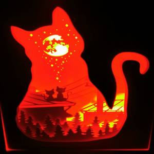 Katzen Lampe, Nachtlicht 3D Bild inkl. Farbwechsel mit Fernbedienung, Geschenk für Freundin Bild 5