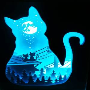 Katzen Lampe, Nachtlicht 3D Bild inkl. Farbwechsel mit Fernbedienung, Geschenk für Freundin Bild 6
