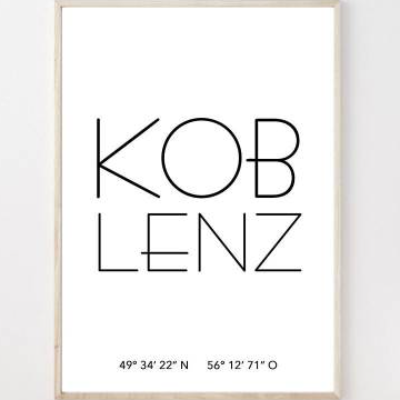 Poster KOBLENZ mit Koordinaten | Heimatstadt | Stadtposter | Personalisiert | Stadt Geschenk | Kunstdruck | Umzug Einzug