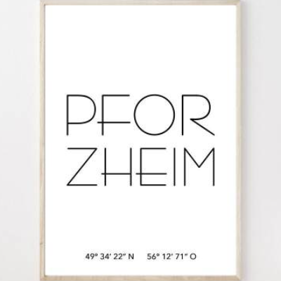 Poster PFORZHEIM mit Koordinaten | Heimatstadt | Stadtposter | Personalisiert | Stadt Geschenk | Kunstdruck | Umzug Einz