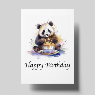 Panda Geburtstagskarte „Happy Birthday“ – Lustige Tierkarte für Panda-Fans