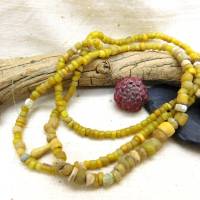 antike gelbe Djenné-Perlen aus Mali 3 - 6,5 mm - Strang ca. 62cm - Nila Glasperlen gelb Bild 2