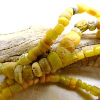 antike gelbe Djenné-Perlen aus Mali 3 - 6,5 mm - Strang ca. 62cm - Nila Glasperlen gelb Bild 8