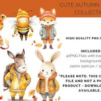 40 digital Autumn PNG Watercolor Clipart Bundle, Sublimation,Commercial License Bild 2