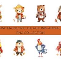 40 digital Autumn PNG Watercolor Clipart Bundle, Sublimation,Commercial License Bild 5