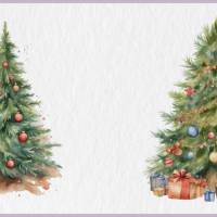 Geschmückter Weihnachtsbaum PNG Clipart Bundle - 10 Aquarell Bilder, Transparenter Hintergrund, Weihnachten Dekoration Bild 8