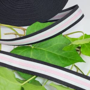 2,85 EUR/Meter Gummiband, Contrast Stripes, elastisches Band Streifen,  Schwarz Weiß Rosa elastisch Bild 6