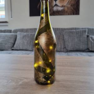 Dekorative Flasche mit LED Lichtdraht, handbemalt in Kupfer Bild 1