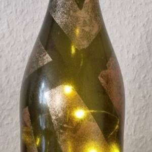 Dekorative Flasche mit LED Lichtdraht, handbemalt in Kupfer Bild 3