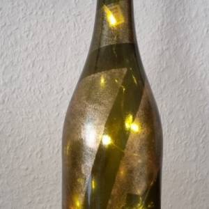 Dekorative Flasche mit LED Lichtdraht, handbemalt in Kupfer Bild 8