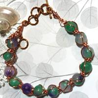 Armband grün lila von 17 bis 24 cm verstellbar handgemacht wirework kupfer Armreif Bild 10