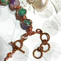 Armband grün lila von 17 bis 24 cm verstellbar handgemacht wirework kupfer Armreif Bild 3