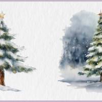 Verschneite Weihnachtsbäume PNG Clipart Bundle - 10 Aquarell Bilder, Transparenter Hintergrund, Weihnachten Dekoration Bild 5