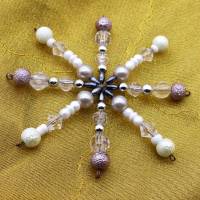 Perlenstern, Drahtstern, weiß silber, Anhänger, Adventsdeko, Dekoration, Geschenkanhänger, Baumschmuck, Weihnachtsstern Bild 2