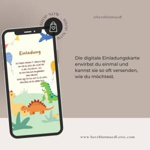 Personalisierte Dino-Einladung für den unvergesslichen Kindergeburtstag - einfach per WhatsApp verschicken | Dinosaurier Bild 3