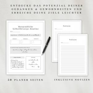 Selbstfürsorgeplaner als PDF Version in Deutsch (A4 & A5) | 50 minimalistische Planerseiten zum ausdrucken oder digital Bild 4