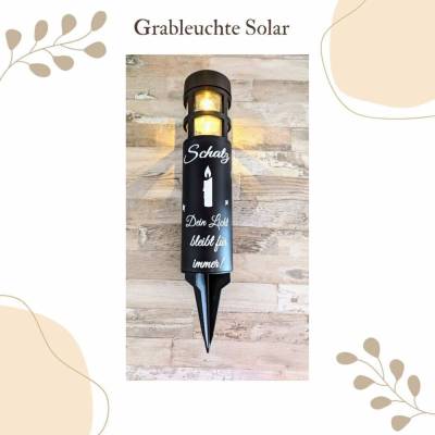 Grablicht Solar Kerze, Personalisiert, Kerze, Gedenklicht, Trauerlicht, Erinnerungslicht, Grab