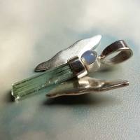 Engel Anhänger aus Welo Opal und Aquamarin Kristall in Silber Bild 4