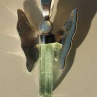 Engel Anhänger aus Welo Opal und Aquamarin Kristall in Silber Bild 6