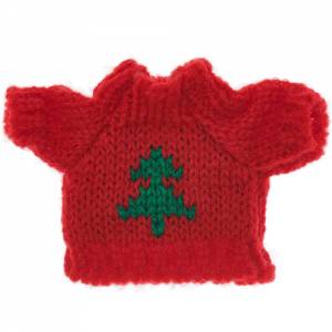 Miniatur Strickpullover rot mit grüner Tanne Bild 1