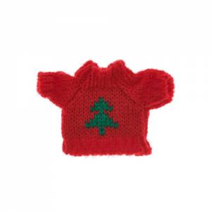 Miniatur Strickpullover rot mit grüner Tanne Bild 2