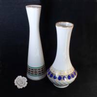 2 Vintage Porzellan Vasen Midcentury weiß, goldfarben, grün, blau, Trödel Dings da Bild 1