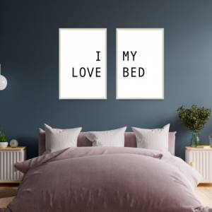 Poster Set I love my Bed | Zuhause | Home | Schlafzimmer | Kunstdruck | Liebe | Digitaldruck | Bett | Typografie | Schla Bild 1