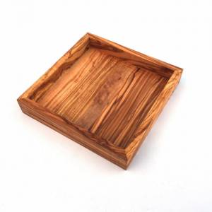 Ablage quadratisch 17 cm Holz Tablett handgefertigt aus Olivenholz Bild 1