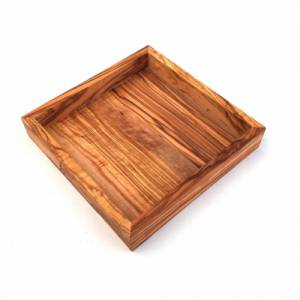 Ablage quadratisch 17 cm Holz Tablett handgefertigt aus Olivenholz Bild 2