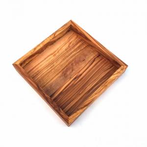 Ablage quadratisch 17 cm Holz Tablett handgefertigt aus Olivenholz Bild 3
