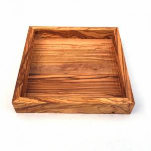 Ablage quadratisch 17 cm Holz Tablett handgefertigt aus Olivenholz Bild 4