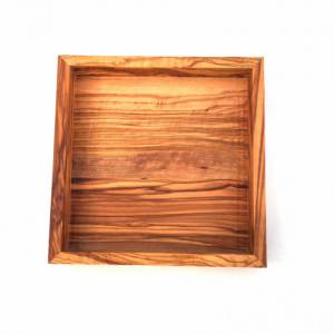 Ablage quadratisch 17 cm Holz Tablett handgefertigt aus Olivenholz Bild 5