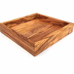 Ablage quadratisch 17 cm Holz Tablett handgefertigt aus Olivenholz Bild 6