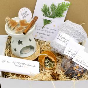 Personalisiert Wichtelgeschenk Weihnachten Geschenk box Duftmelts Zimt Tee Geschenkidee für Kollegen Freunde Bild 1