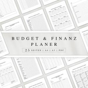 Budget- und Finanzplaner als PDF in Deutsch (A4 & A5) | 25 minimalistische Planerseiten zum ausdrucken oder digital auf Bild 1