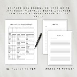 Budget- und Finanzplaner als PDF in Deutsch (A4 & A5) | 25 minimalistische Planerseiten zum ausdrucken oder digital auf Bild 3