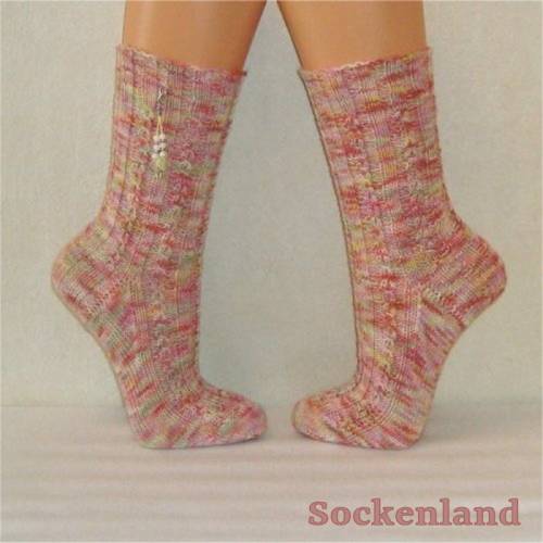 Einzelpaar - handgestrickte Socken, Strümpfe Gr. 37/38, Damensocken in pastellfarben