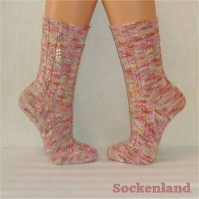 Einzelpaar - handgestrickte Socken, Strümpfe Gr. 37/38, Damensocken in pastellfarben