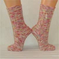 Einzelpaar - handgestrickte Socken, Strümpfe Gr. 37/38, Damensocken in pastellfarben Bild 2