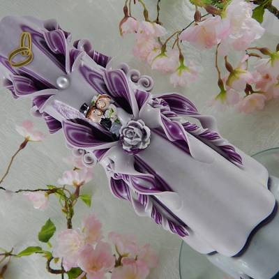 Hochzeitskerze Hand geschnitzt l mit Brautpaar Figur 20 cm Unikat Original Design HKG11