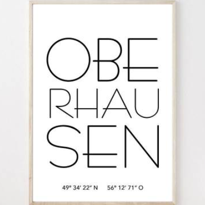 Poster OBERHAUSEN mit Koordinaten | Heimatstadt | Stadtposter | Personalisiert | Stadt Geschenk Kunstdruck Umzug Einzug